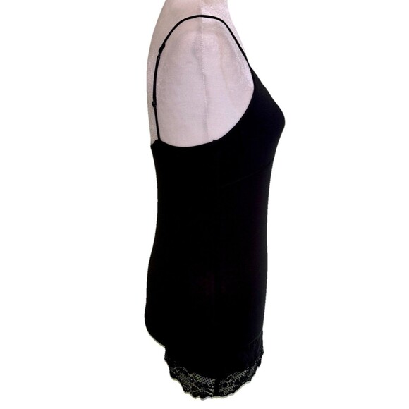 Women’s 90s Y2K Basic Sexy Black Lace Trim Cami Romantic Boudoir Layering Sz Med - Picture 4 of 7